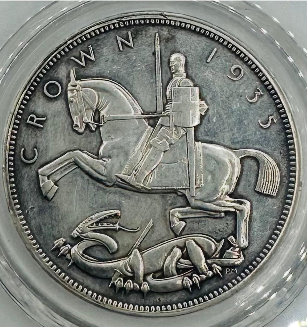 1935 Great Britain 1 Crown – King George V – Jubilee Issue – Incuse Edge Lettering – MGC Graded PF-61