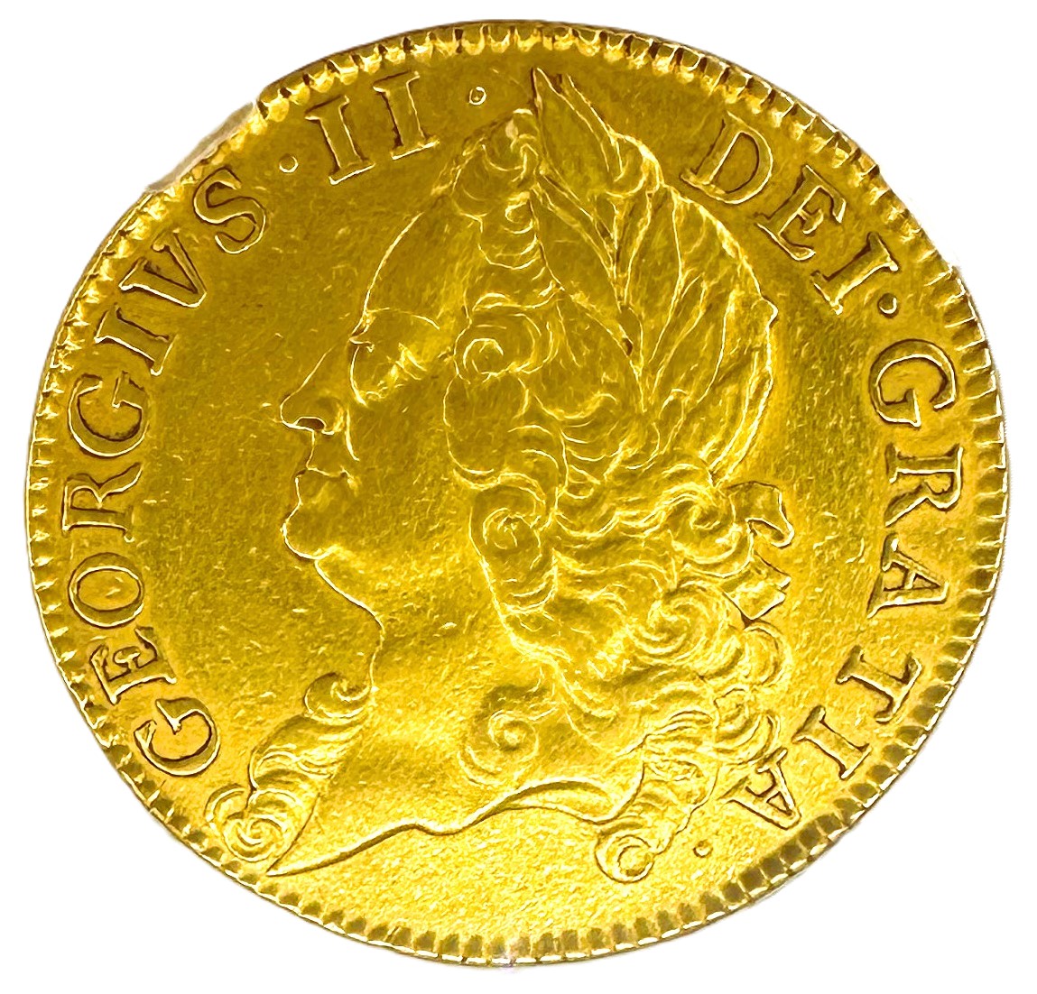 1748 Two Guinea – King George II – MGC Graded AU-50