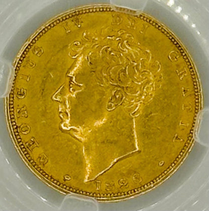 1826 Great Britain 1 Sovereign Gold Coin – King George IV – MGC Graded AU-58