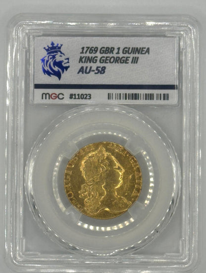1769 Great Britain 1 Guinea Gold Coin – King George III – MGC Graded AU-58