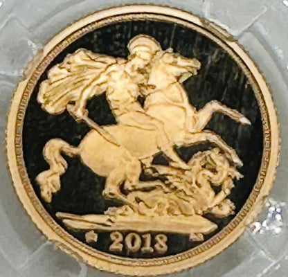 2018 Great Britain 1 Sovereign Gold Proof Coin – Queen Elizabeth II – MGC Graded PF-69 CAMEO