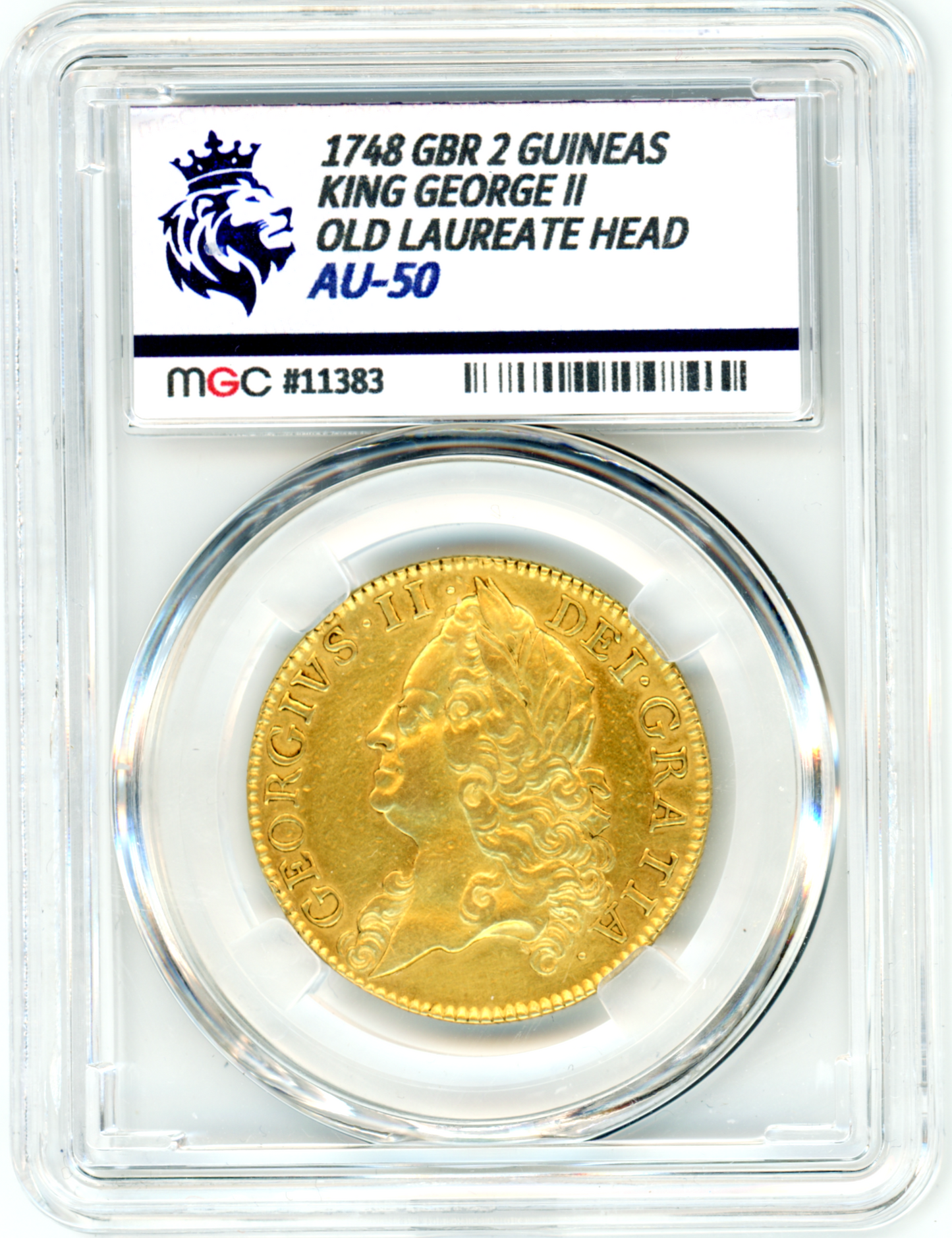 1748 Two Guinea – King George II – MGC Graded AU-50